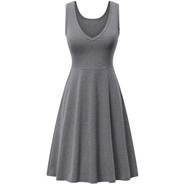 Women's Gray Sleeveless Flare Dress